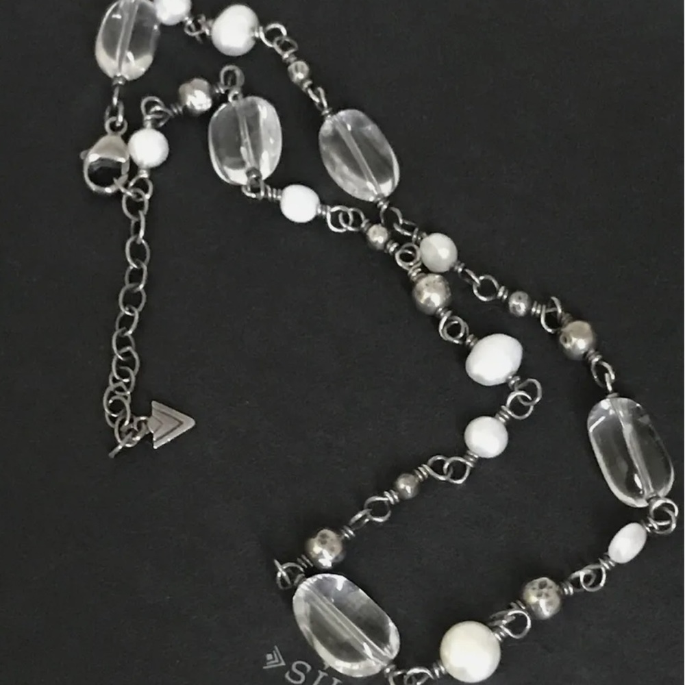 Silpada Vintage Sterling Silver Silver Pearl & Crystal Necklace - Picture 2 of 14